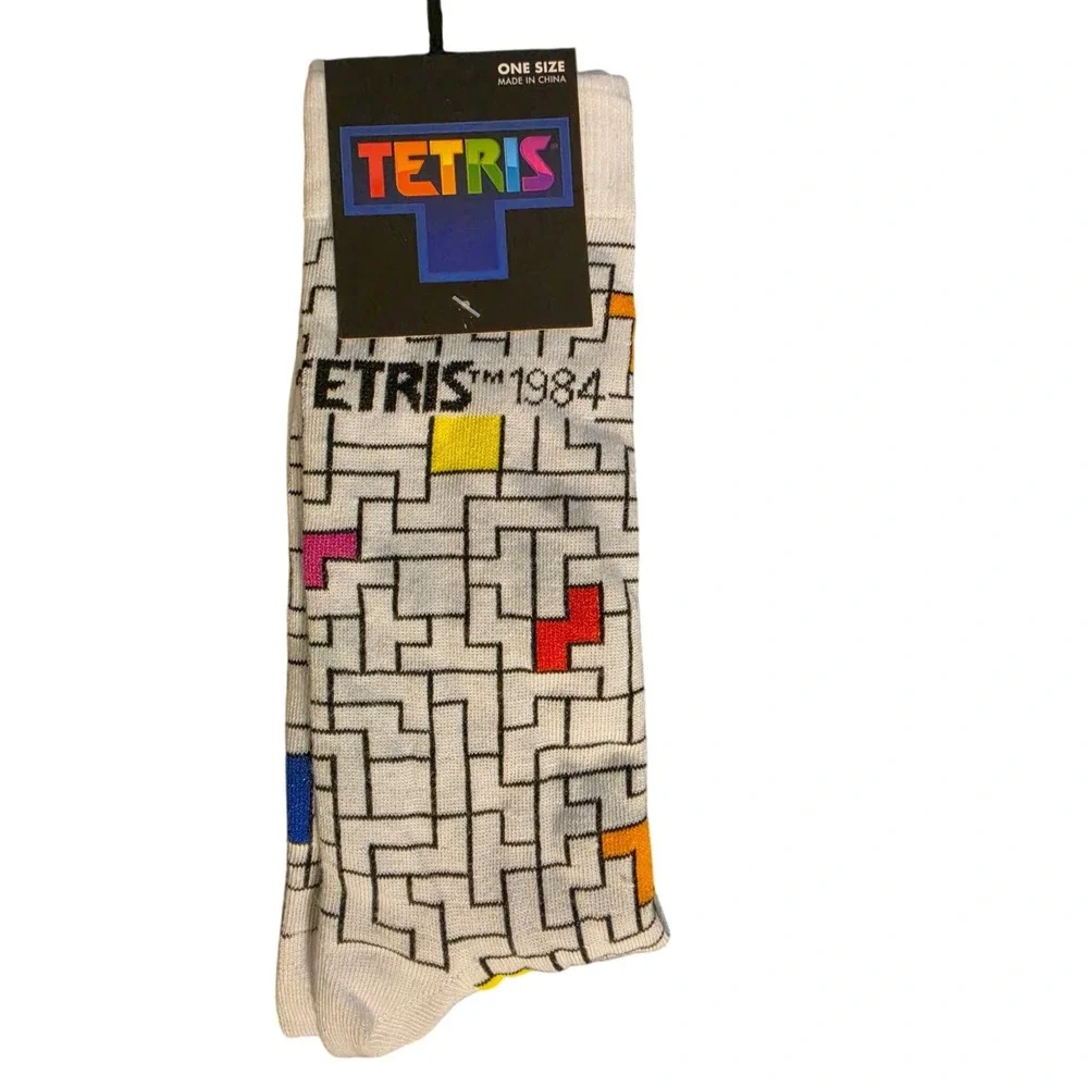 Tetris Socks One Size Adult‎ Crew Socks Retro Gaming Novelty NWT